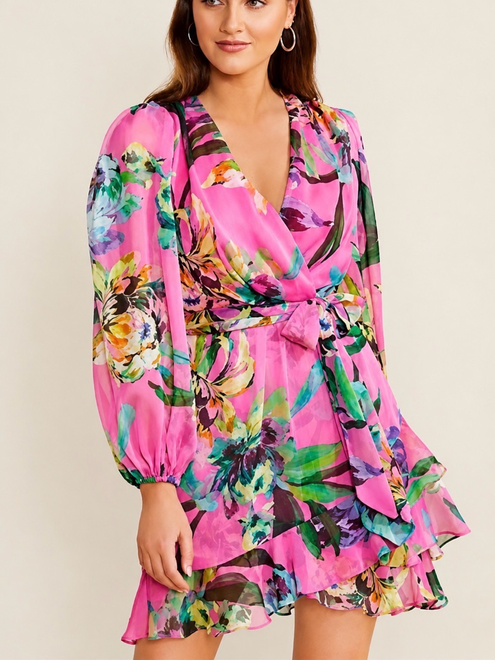 Alex Marie Laurel Wisteria Long Sleeve Tiered Ruffle Hem Dress Size 6